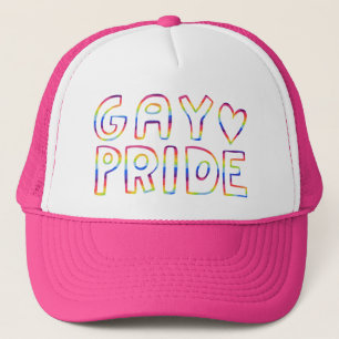 GAY PRIDE Sweet Rainbow Handlettering Heart  Trucker Hat