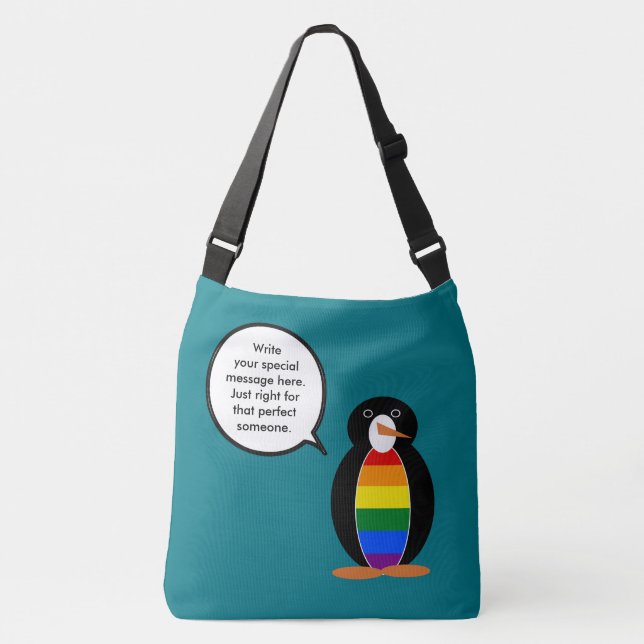 Gay Pride Talking Ms Penguin Personalised  Crossbody Bag (Front)