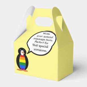 Gay Pride Talking Ms Penguin Personalised  Favour Box