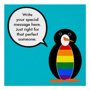 Gay Pride Talking Ms Penguin Personalised  Poster