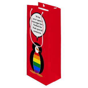 Gay Pride Talking Ms Penguin Personalised Wine Gift Bag