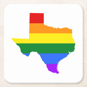 Gay Pride Texas Rainbow Square Paper Coaster