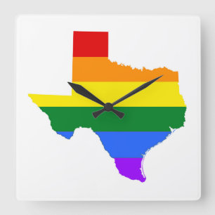 Gay Pride Texas Rainbow Square Wall Clock