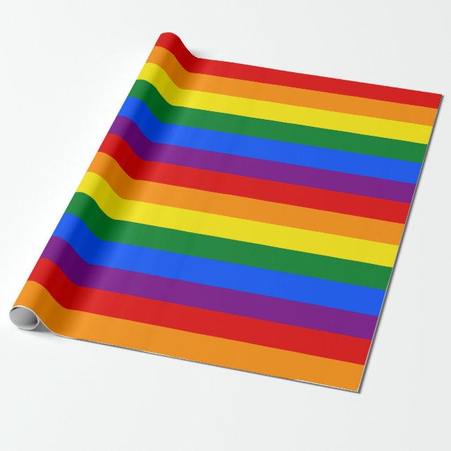 Gay Pride Thin Stripe Wrapping Paper (Unrolled)