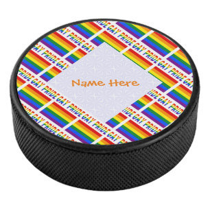 Gay Pride Tiled Design Hockey Puck