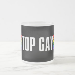 Gay Pride Top Gay Pride Rainbow Flag LGBT LGBTQ Frosted Glass Coffee Mug