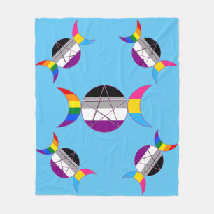 Gay Pride Triple Goddess Pentacle Fleece Blanket