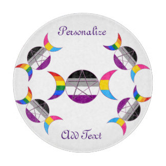 Gay Pride Triple Moon Goddess Pentacle Cutting Board