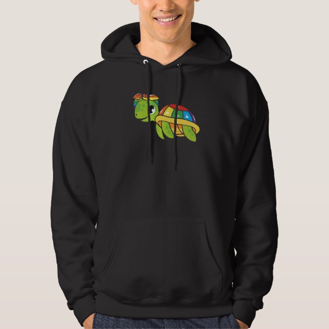 Gay Pride Turtle LGBT Q Cute Animal Rainbow Pride  Hoodie (Front)