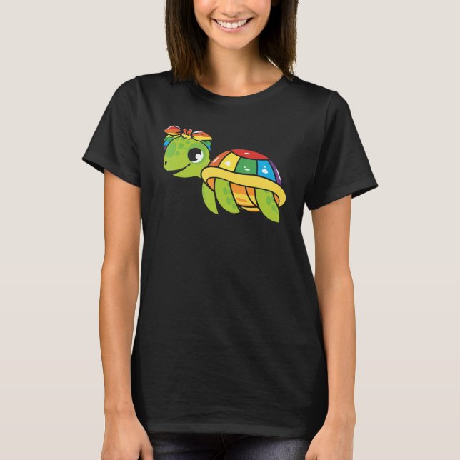 Gay Pride Turtle LGBT Q Cute Animal Rainbow Pride  T-Shirt (Front)