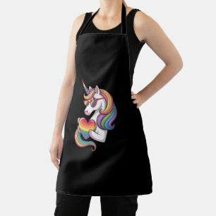 Gay Pride Unicorn Heart Rainbow Flag LGBT  Apron