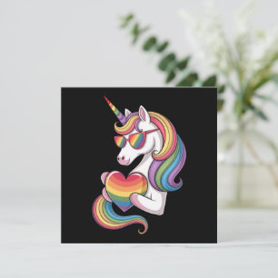 Gay Pride Unicorn Heart Rainbow Flag LGBT  Invitation