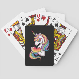 Gay Pride Unicorn Heart Rainbow Flag LGBT Playing Cards