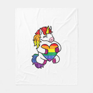 Gay Pride Unicorn Heart Rainbow Flag Lgbt Women Gi Fleece Blanket