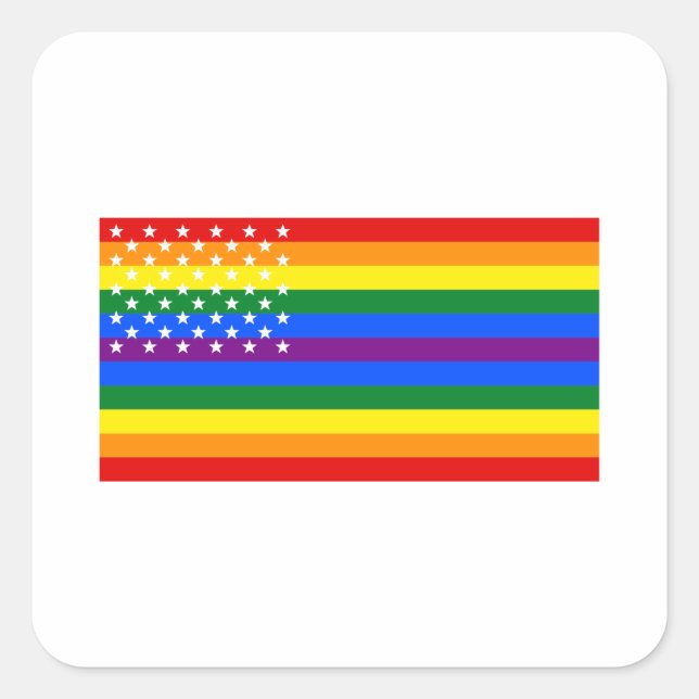 Gay Pride US Flag - Stars and Stripes Square Sticker (Front)