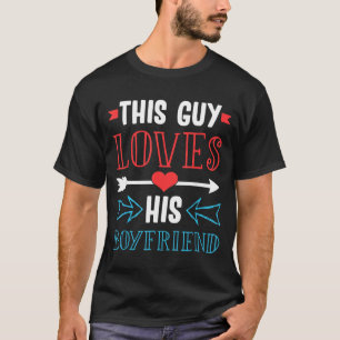 Gay Pride Valentine Day Love My Boyfriend Heart Gi T-Shirt