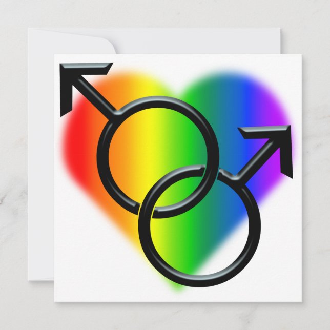 Gay Pride Wedding Invitations Rainbow Love Cards (Front)
