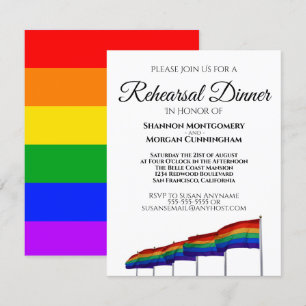 Gay Pride Wedding Rehearsal Dinner Invitation