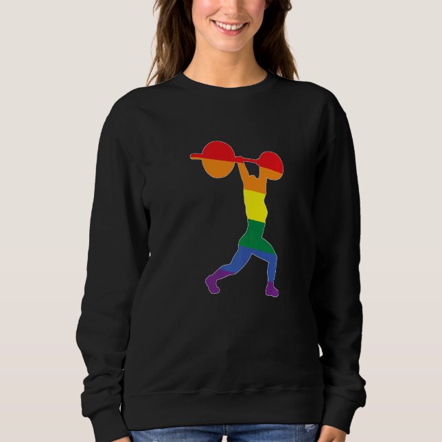 Gay Pride Weightlifting Training Gym Sweatshirt (Front)
