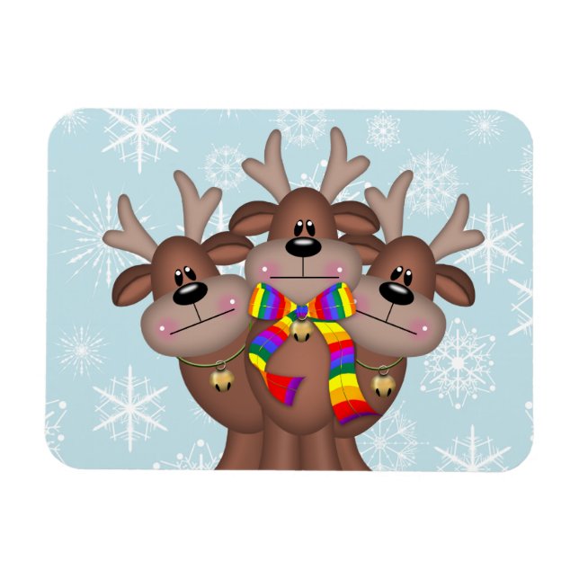 Gay Pride Whimsical Christmas Reindeer Magnet (Horizontal)