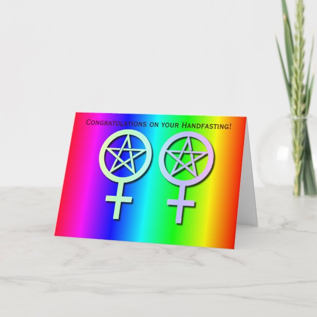 Gay Pride Wiccan Lesbian Handfasting Card 2 (Front)