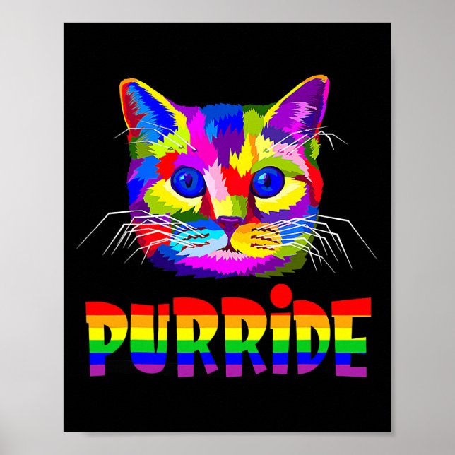 Gay Pride Women Men LGBT Cat Gift Purride  Poster (Front)