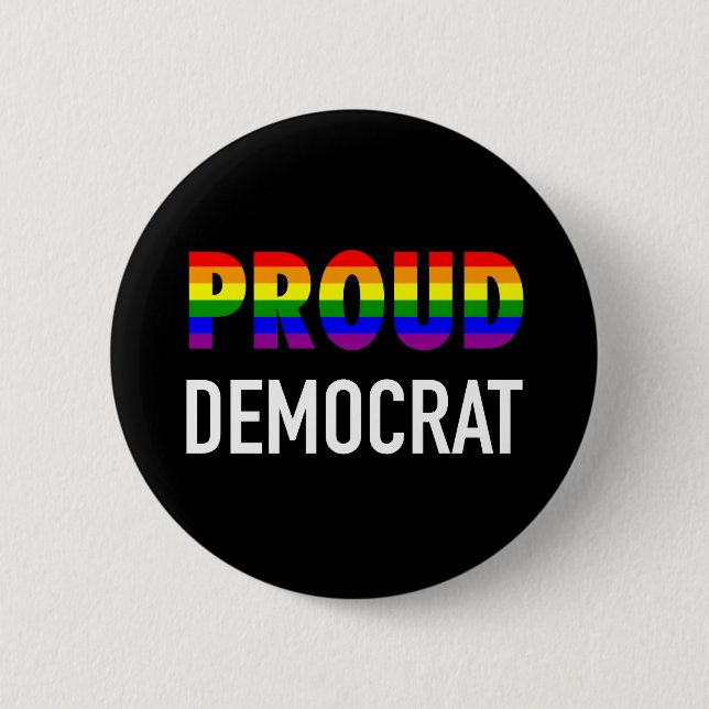 Gay Proud Democrat 6 Cm Round Badge (Front)