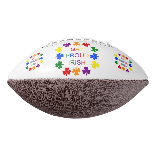 Gay Proud Irish LGBT Rainbow Shamrocks American Football (Rotated 270)