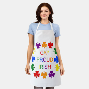 Gay Proud Irish LGBT Rainbow Shamrocks Apron