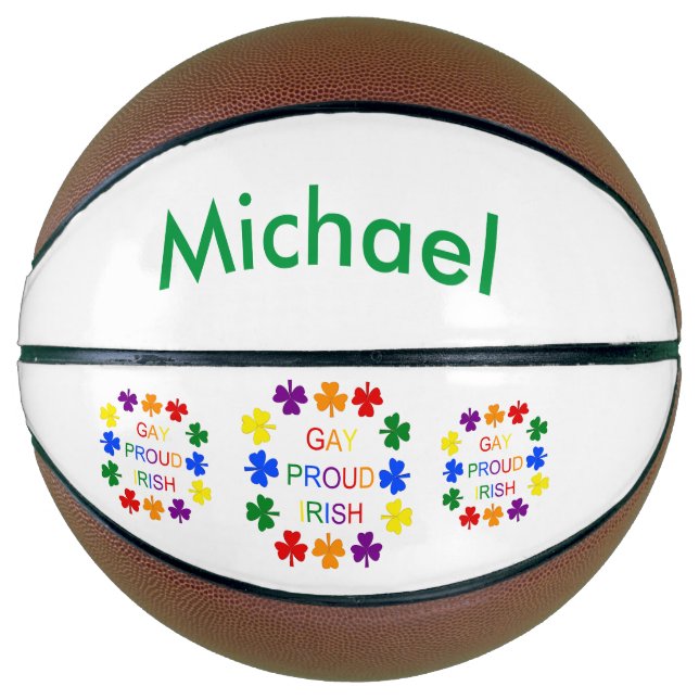 Gay Proud Irish LGBT Rainbow Shamrocks Basketball (Front)