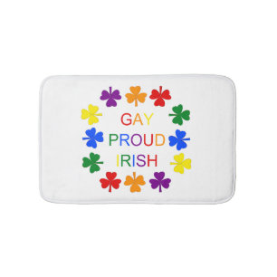 Gay Proud Irish LGBT Rainbow Shamrocks Bath Mat