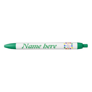 Gay Proud Irish LGBT Rainbow Shamrocks Blue Ink Pen