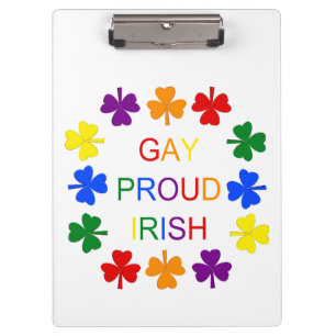 Gay Proud Irish LGBT Rainbow Shamrocks Clipboard