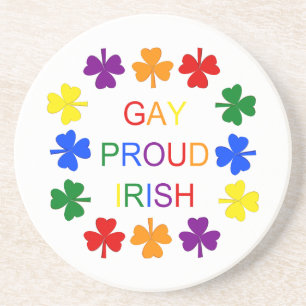 Gay Proud Irish LGBT Rainbow Shamrocks Coaster