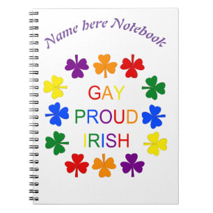 Gay Proud Irish LGBT Rainbow Shamrocks Custom Notebook