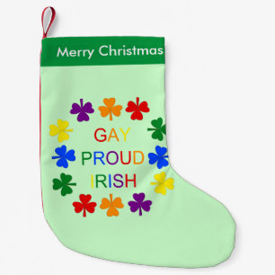 Gay Proud Irish LGBT Rainbow Shamrocks Custom Small Christmas Stocking