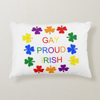 Gay Proud Irish LGBT Rainbow Shamrocks Decorative Cushion