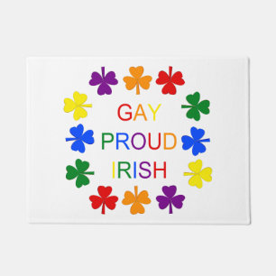 Gay Proud Irish LGBT Rainbow Shamrocks Doormat
