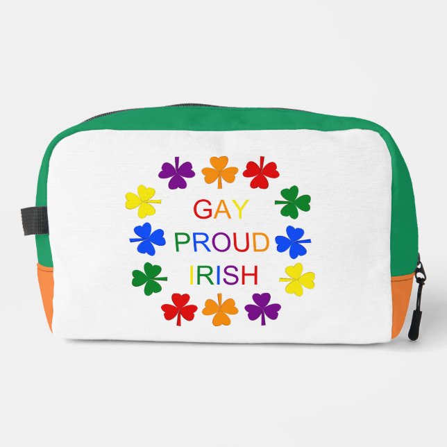 Gay Proud Irish LGBT Rainbow Shamrocks Dopp Kit (Front)