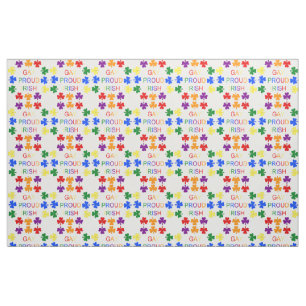Gay Proud Irish LGBT Rainbow Shamrocks Fabric