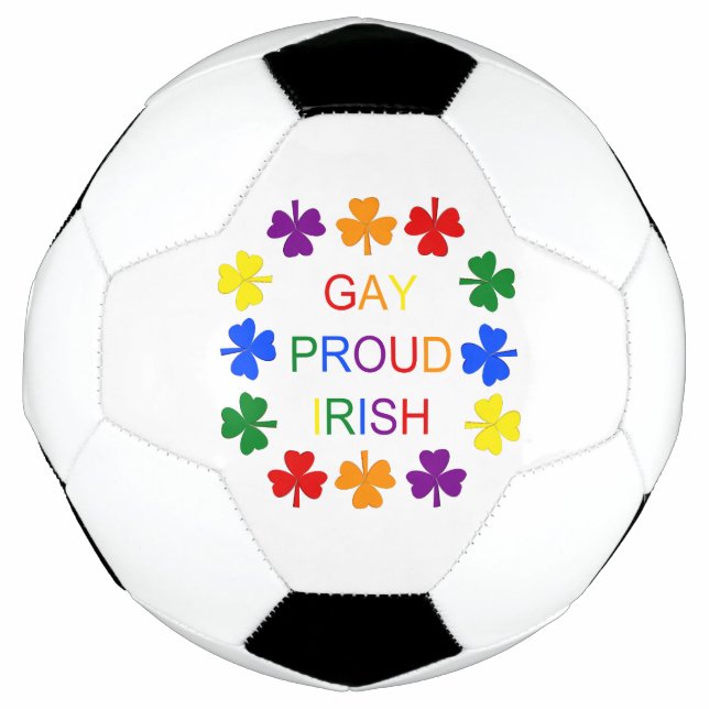 Gay Proud Irish LGBT Rainbow Shamrocks Football (Front)