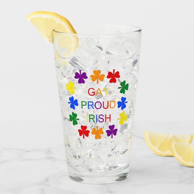 Gay Proud Irish LGBT Rainbow Shamrocks Glass (Front Ice)
