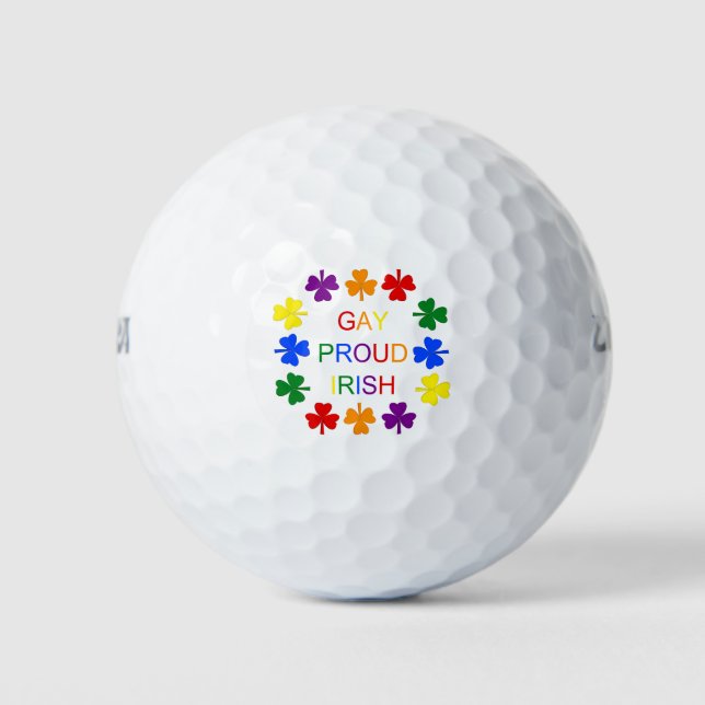 Gay Proud Irish LGBT Rainbow Shamrocks Golf Balls (Front)