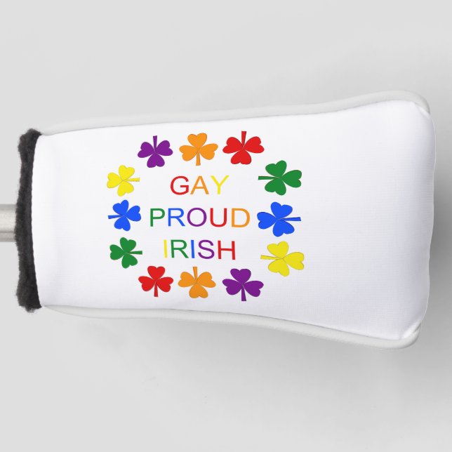 Gay Proud Irish LGBT Rainbow Shamrocks Golf Head Cover (Front)