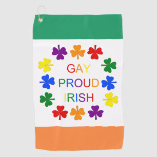 Gay Proud Irish LGBT Rainbow Shamrocks Golf Towel