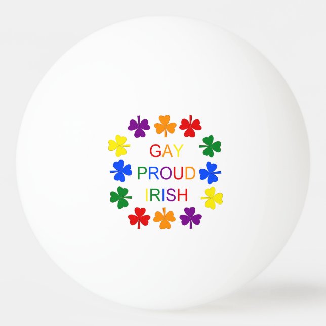 Gay Proud Irish LGBT Rainbow Shamrocks Ping Pong Ball (Front)