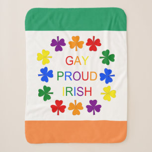 Gay Proud Irish LGBT Rainbow Shamrocks Sherpa Blanket