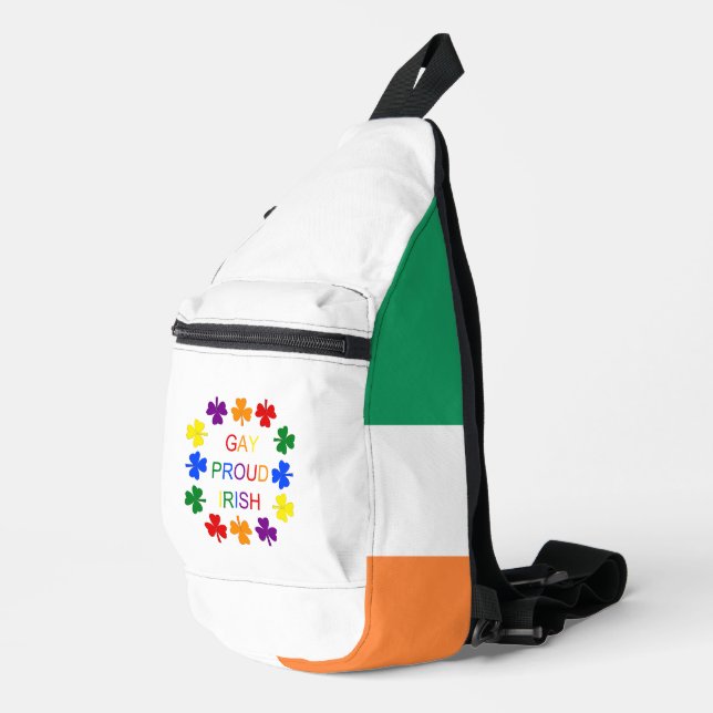 Gay Proud Irish LGBT Rainbow Shamrocks Sling Bag (Right Corner)