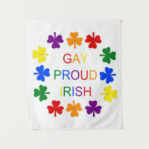Gay Proud Irish LGBT Rainbow Shamrocks Tapestry