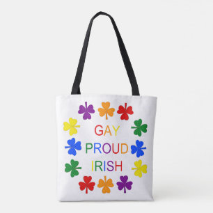 Gay Proud Irish LGBT Rainbow Shamrocks Tote Bag